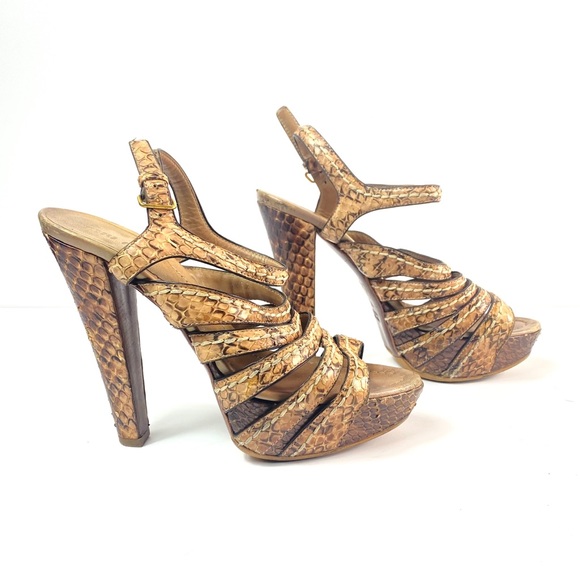 MIU MIU by PRADA Blush Snakeskin Platform Sandals - Picture 1 of 9